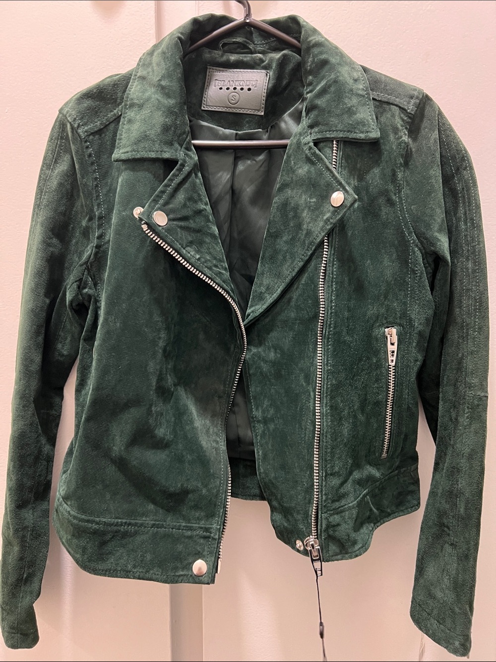 Blank NYC Dark Green Suede Moto Jacket